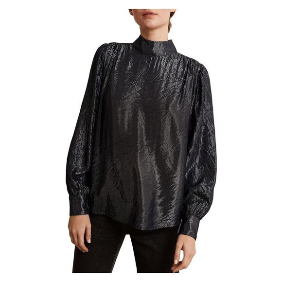 VELVET Tops - VELVET Womens Gray Cuffed Evening Blouse XS